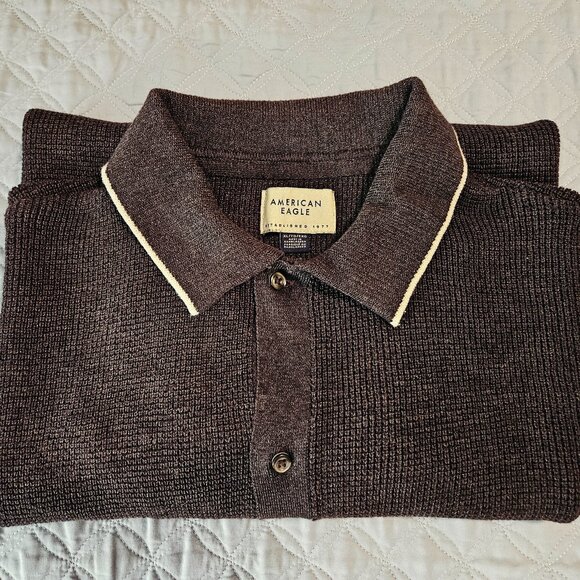 American Eagle Men's Weekend Waffle Button-Up Sweater Polo Shirt Size XL - Picture 5 of 5